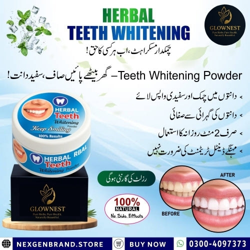 GlowNest Herbal Teeth Whitning Powder with Free Home Delivery